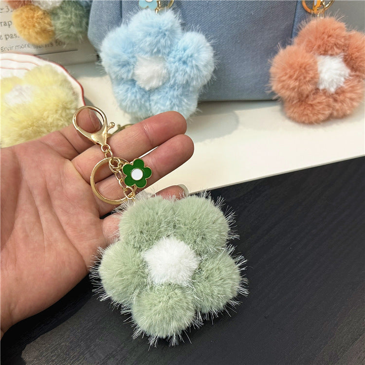Wholesale Sakura Fur Ball Car Keychain